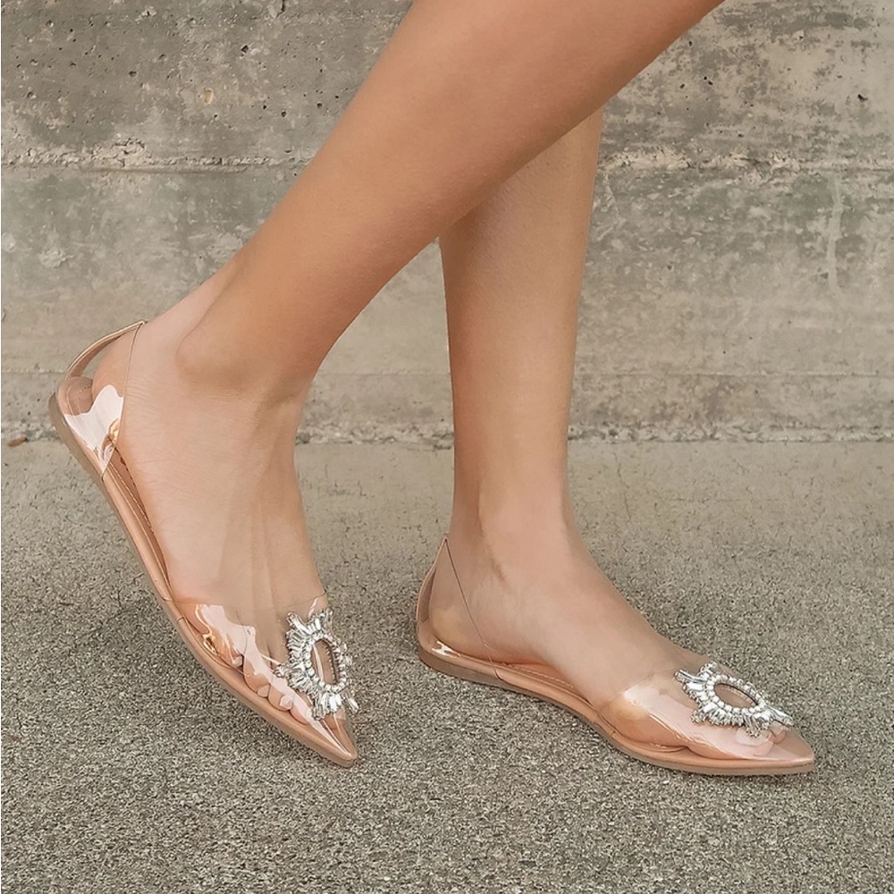 NWT lulus clear embellished flats